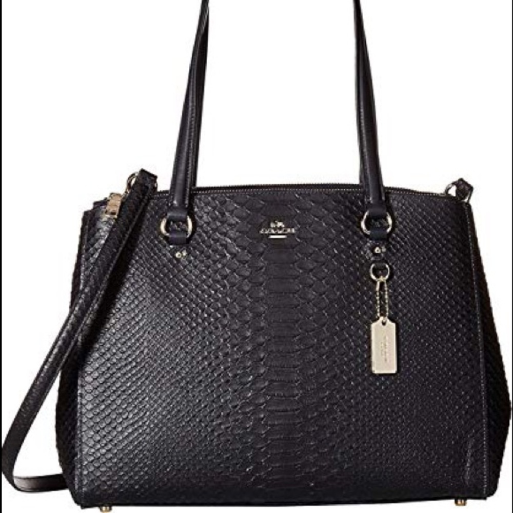 Coach leather embossed snake tote bag